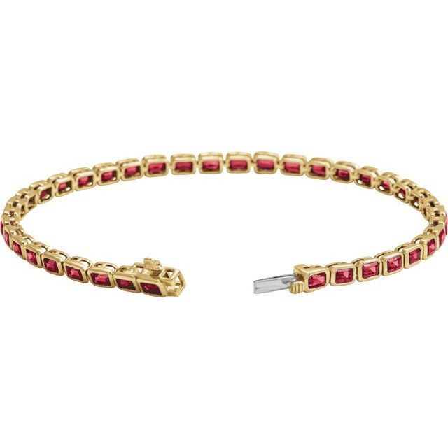 Emerald-cut ruby tennis bracelet handmade USA