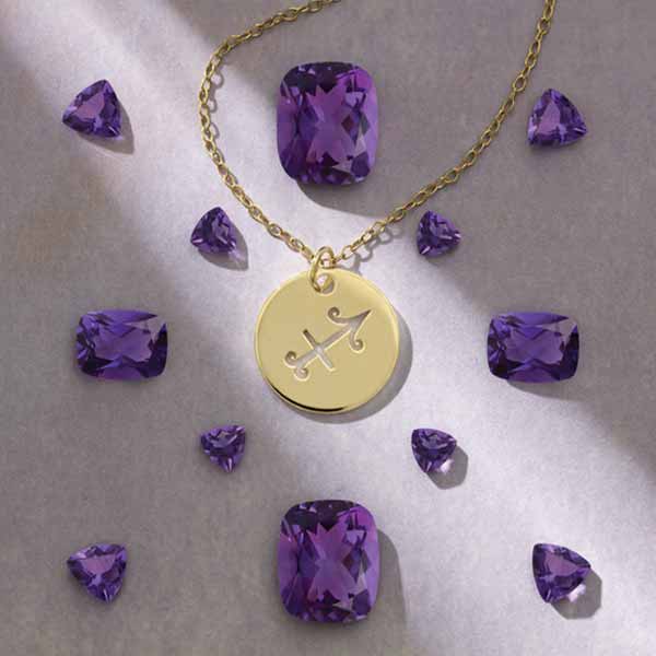 February birthstone jewelry, amethyst birthstone necklace, amethyst necklace