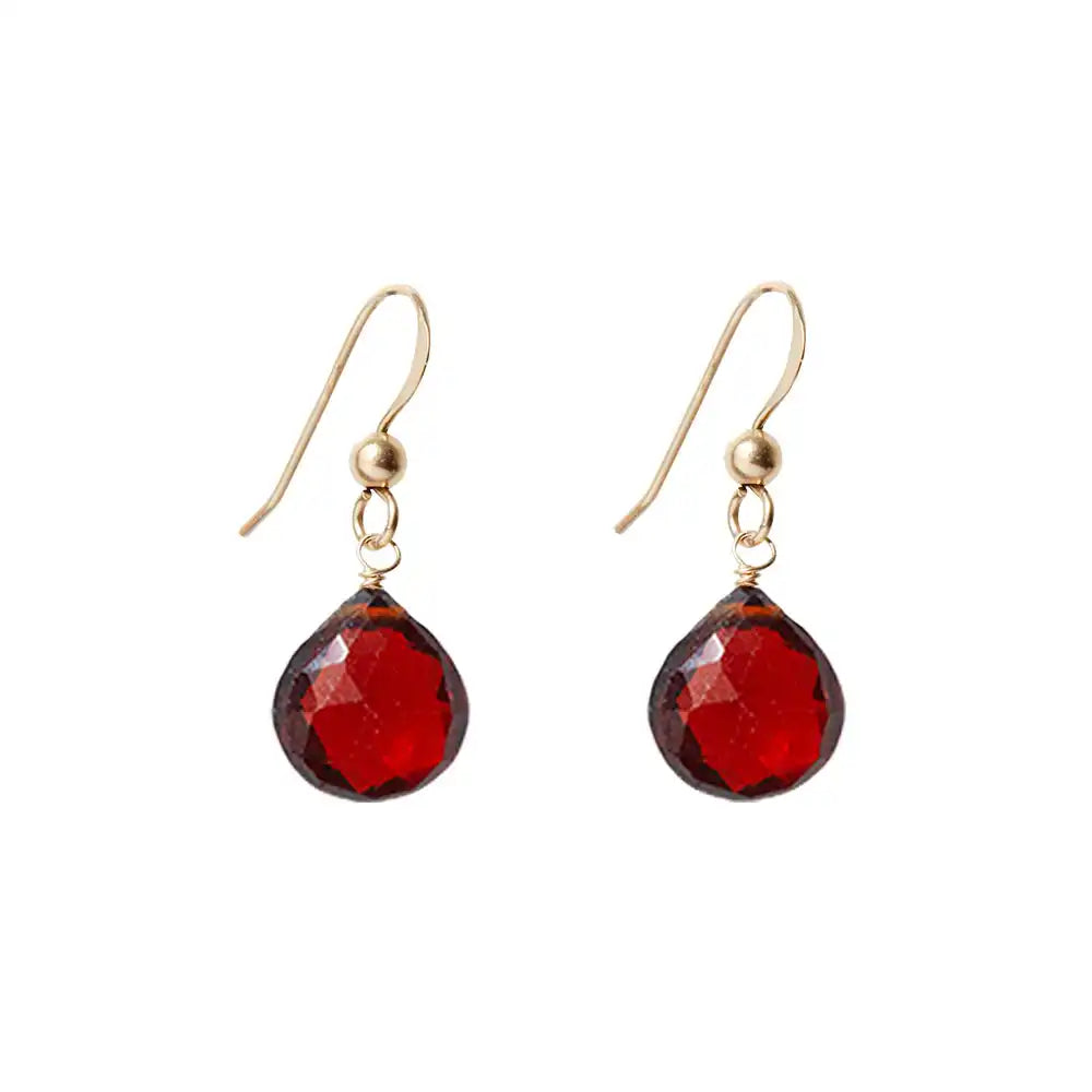 Gold-fill Garnet dangle earrings handmade by Erin Gallagher variant--Gold-fill variant--garnet