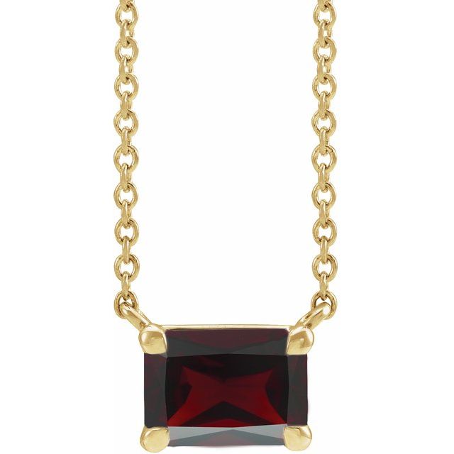 garnet emerald-cut necklace in 14K yellow gold