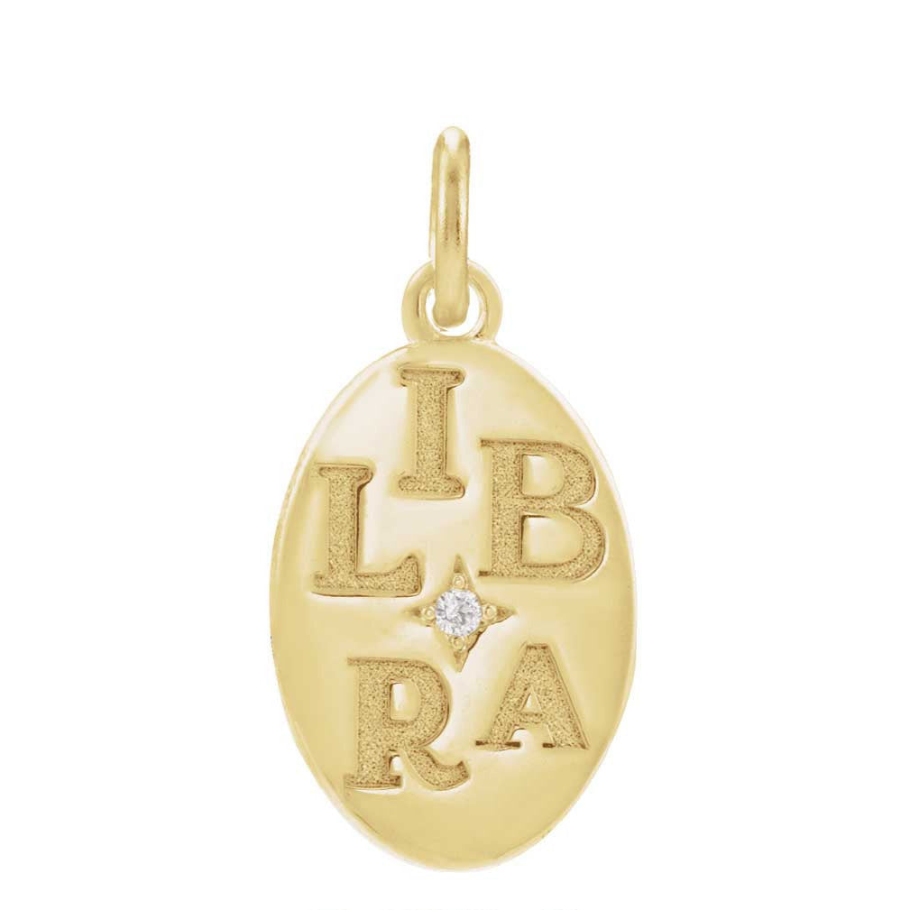 Personalized zodiac charm in 14K gold for Libra sign