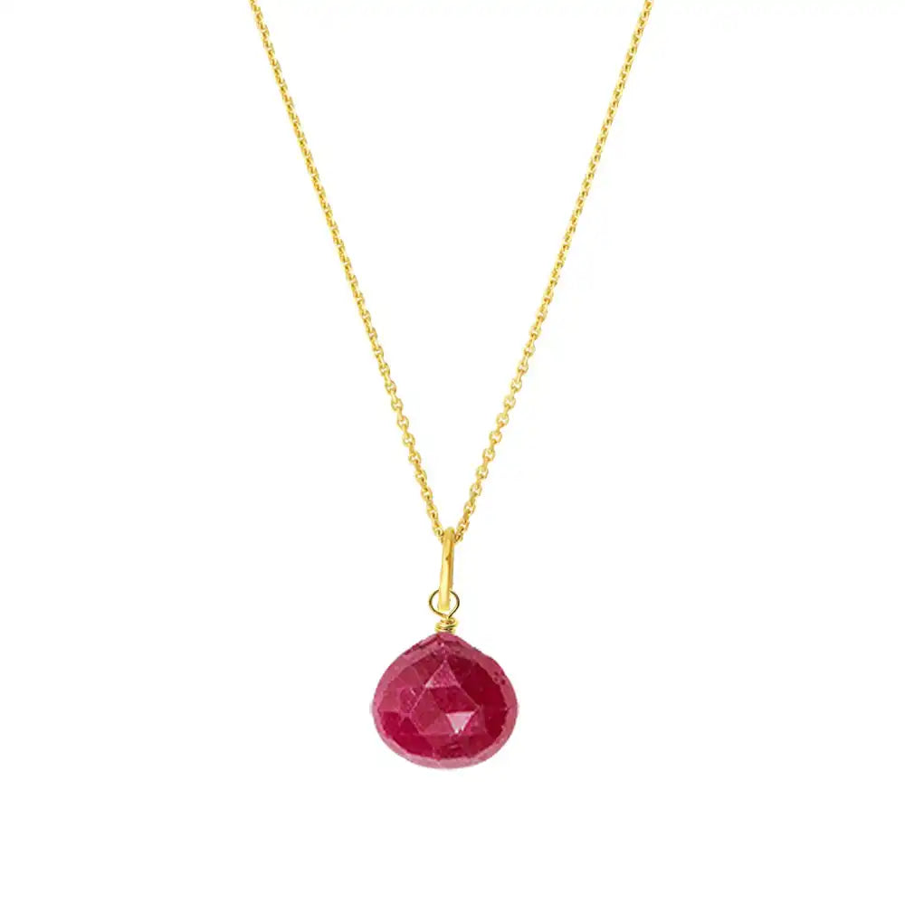 Gold-fill ruby necklace with deep red gemstone variant--Gold-fill variant--Ruby