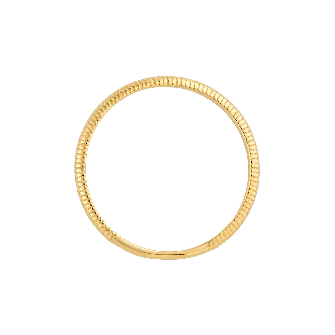 Side view of gold ribbed band