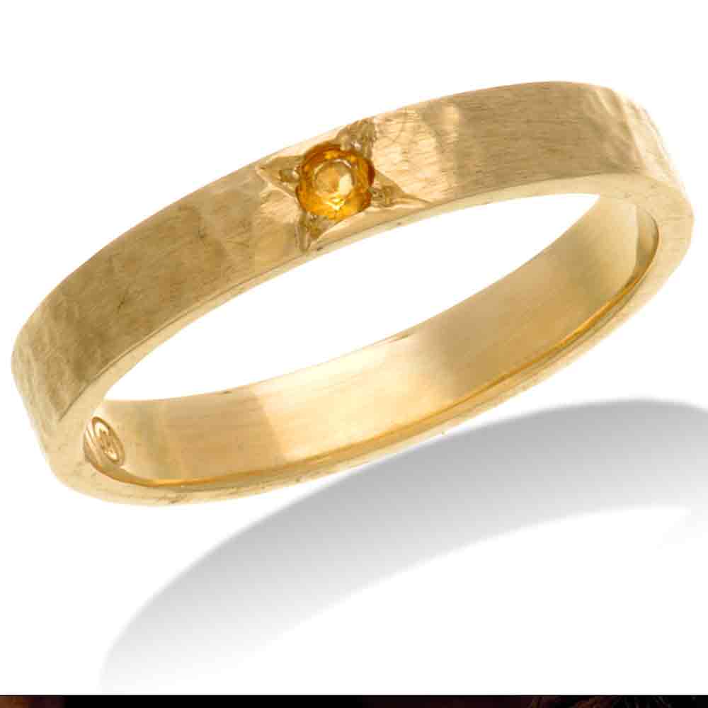 Hammered citrine ring in 14K yellow gold