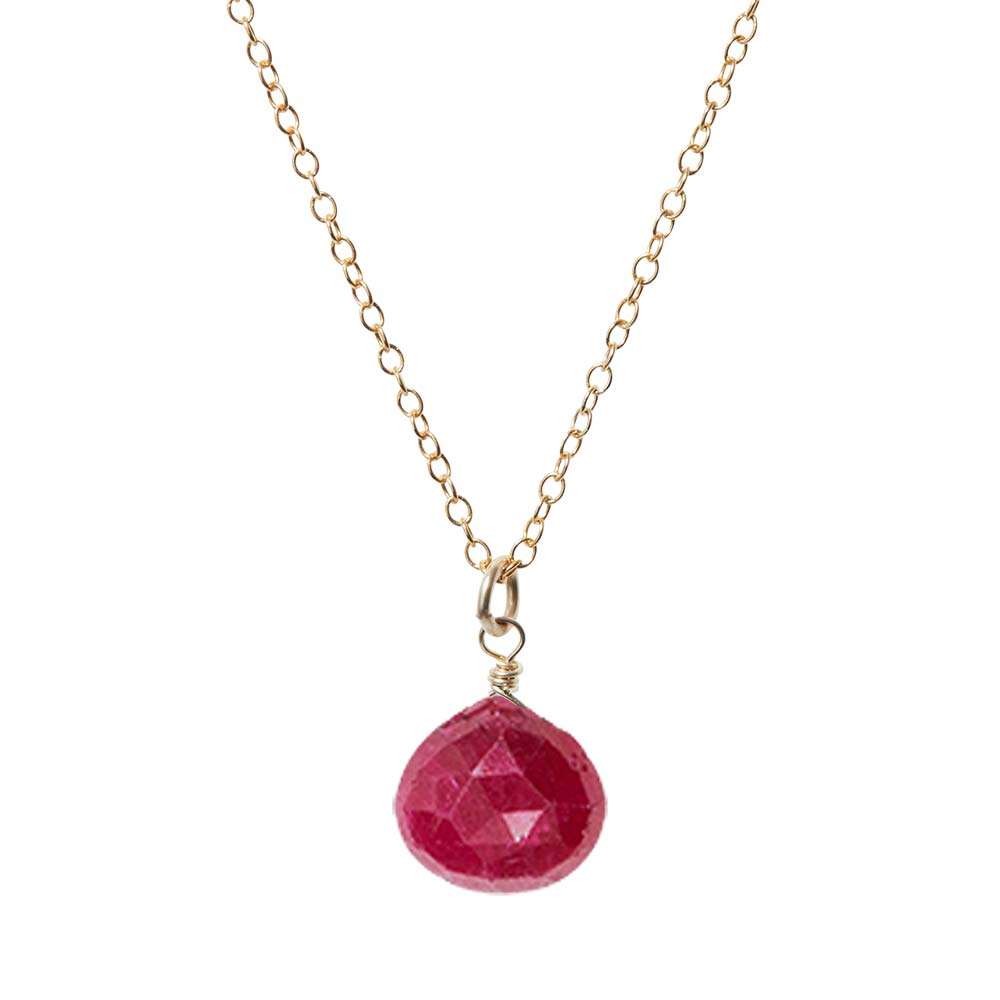 Handmade ruby necklace in 14K gold-fill