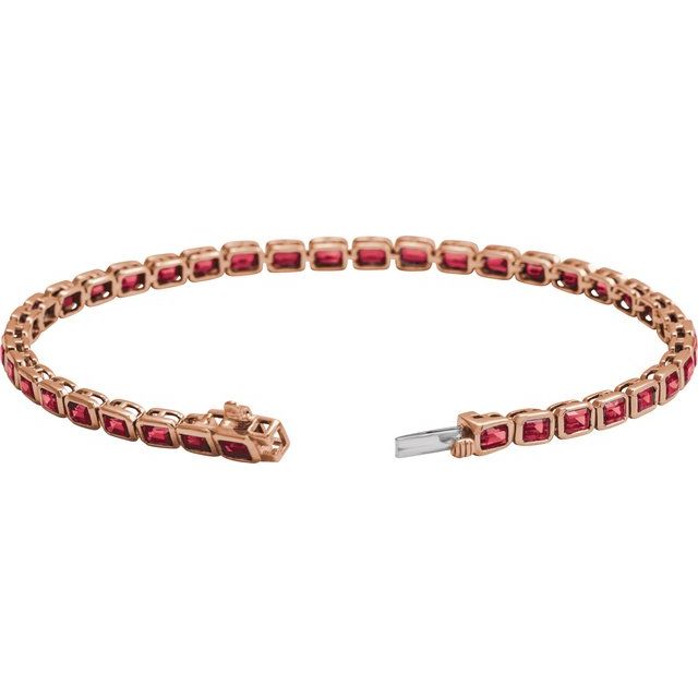 Handmade ruby tennis bracelet 14K gold USA