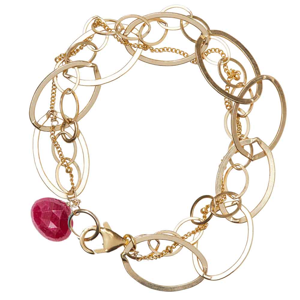 Handmade ruby bracelet with woven chain USA