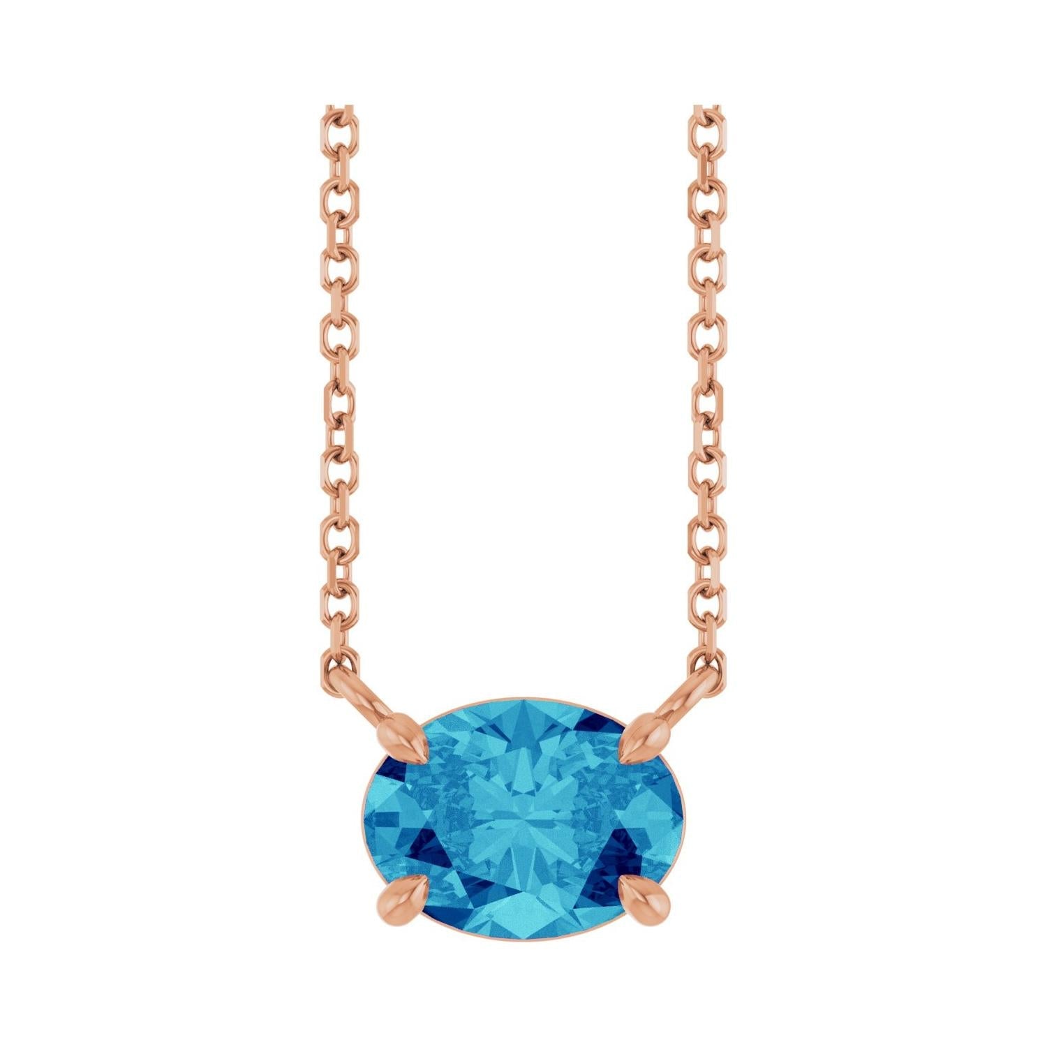 Handcrafted zircon necklace with 8x6mm stone in 14K rose gold