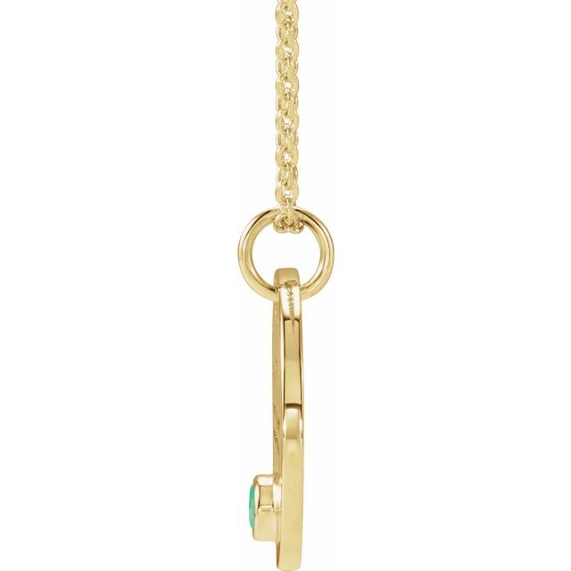 Libra zodiac necklace in 14K gold with chrysoprase gemstone charm side view