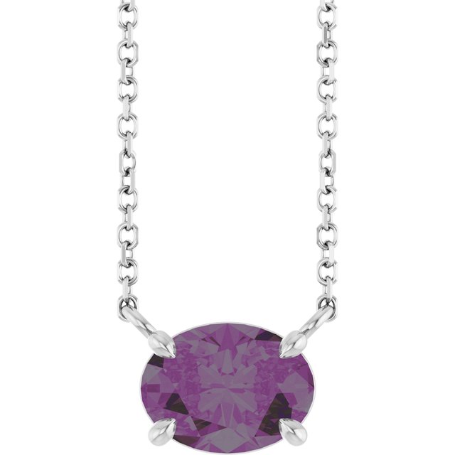 Sterling silver east west alexandrite necklace with prong setting