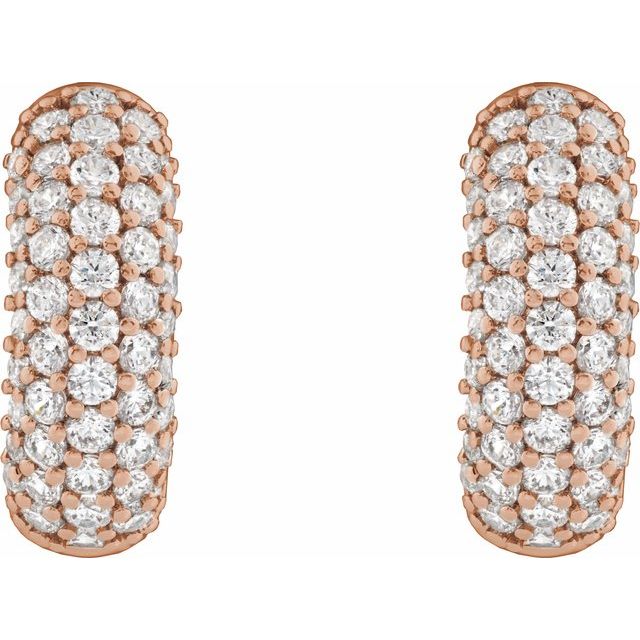 14K Rose Gold Diamond Pavé Hoop Earrings with Lab-Grown Diamonds