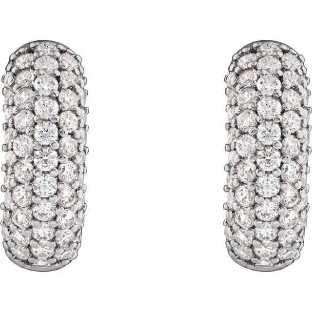 14K White Gold Diamond Pavé Hoop Earrings with Lab-Grown Diamonds
