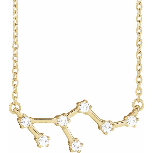 4K gold Leo constellation necklace with natural diamonds