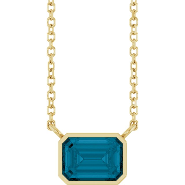 East West London Blue Topaz necklace in 14K yellow gold