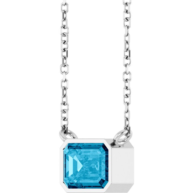March birthstone necklace featuring pale blue aquamarine