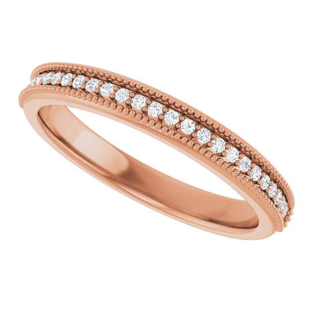 Milgrain diamond anniversary band in 14K rose gold, straight-on