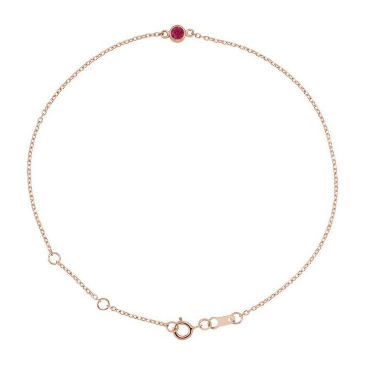 Minimalist bezel ruby bracelet for stacking