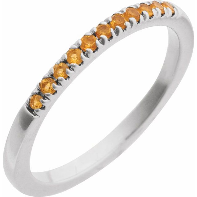 Minimalist 14K white gold citrine ring perfect for stacking