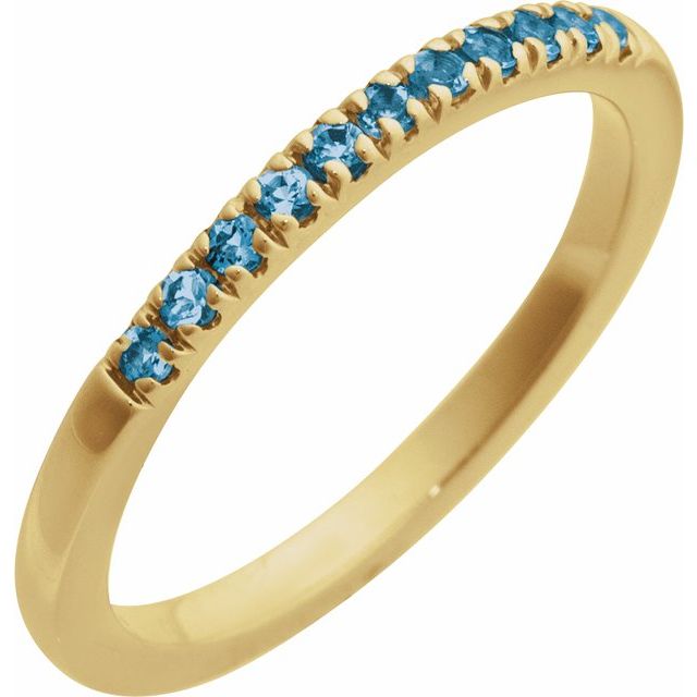 Dainty 14K gold ring with Swiss blue topaz for stacking