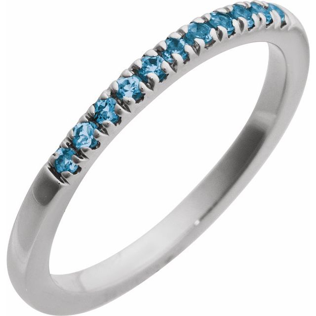 Minimalist Swiss topaz ring in 14K white gold, perfect for stacking