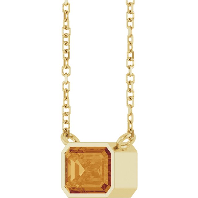 November birthstone necklace featuring golden citrine