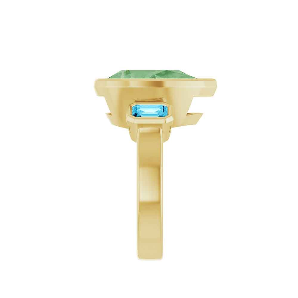 Sustainable cocktail ring featuring soft green and aqua gemstones, handcrafted in the USA