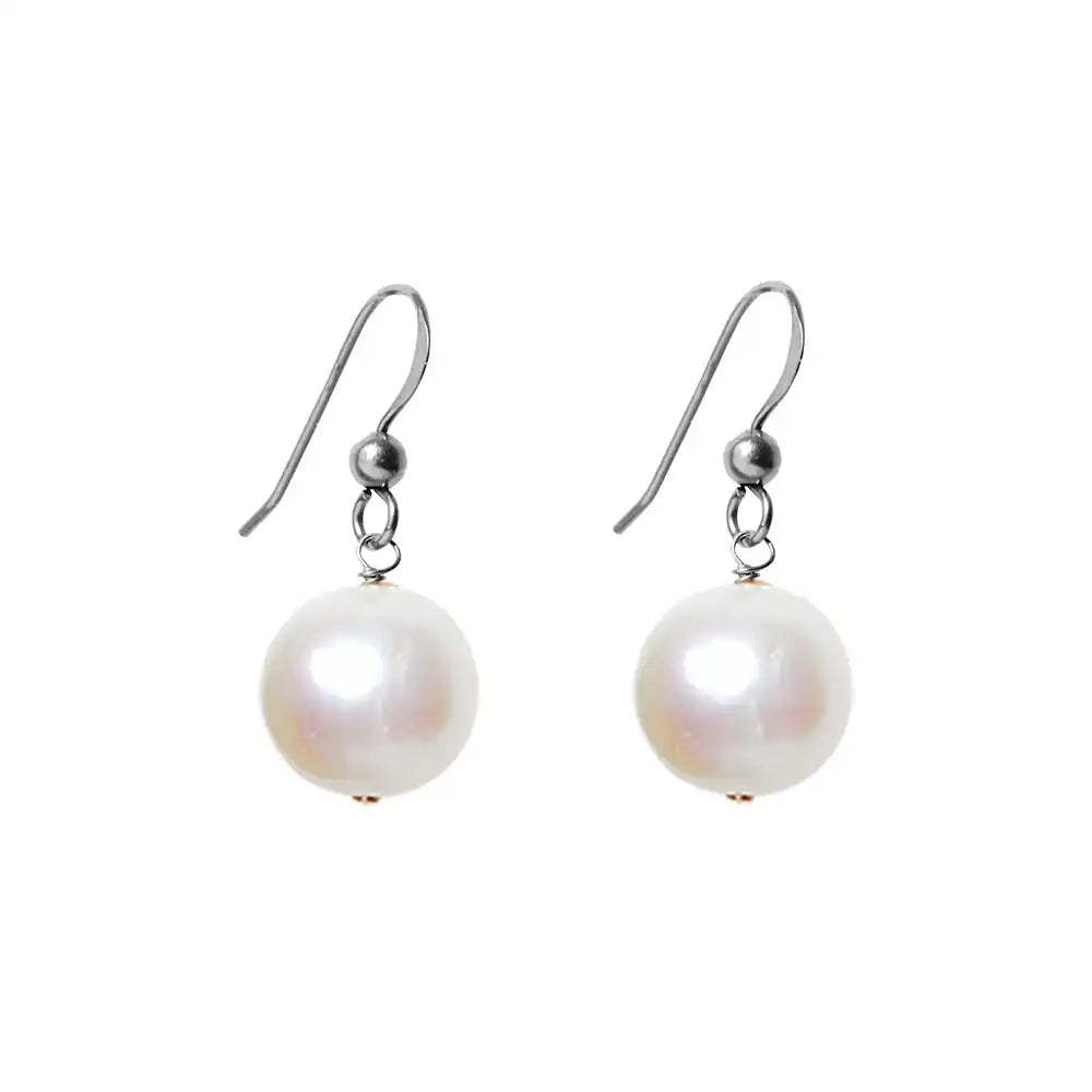 Oxidized sterling silver Pearl earrings, Oxidized sterling silver Pearl gemstone earrings, Oxidized sterling silver Pearl birthstone earrings