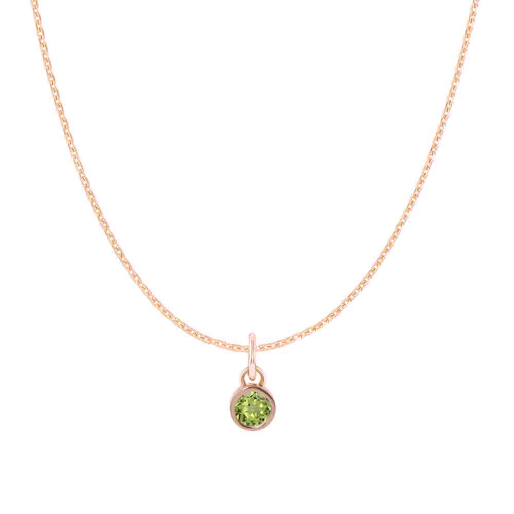 Peridot birthstone necklace, crafted in 14K gold with a vivid birthstone centerpiece
