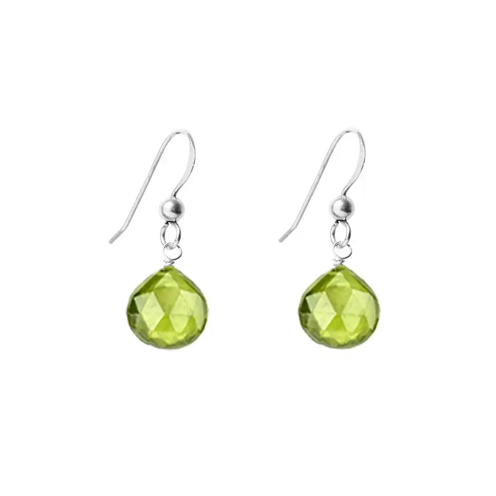 Elegant peridot dangle earrings crafted in 14K white gold variant--14K-white-gold variant--Peridot