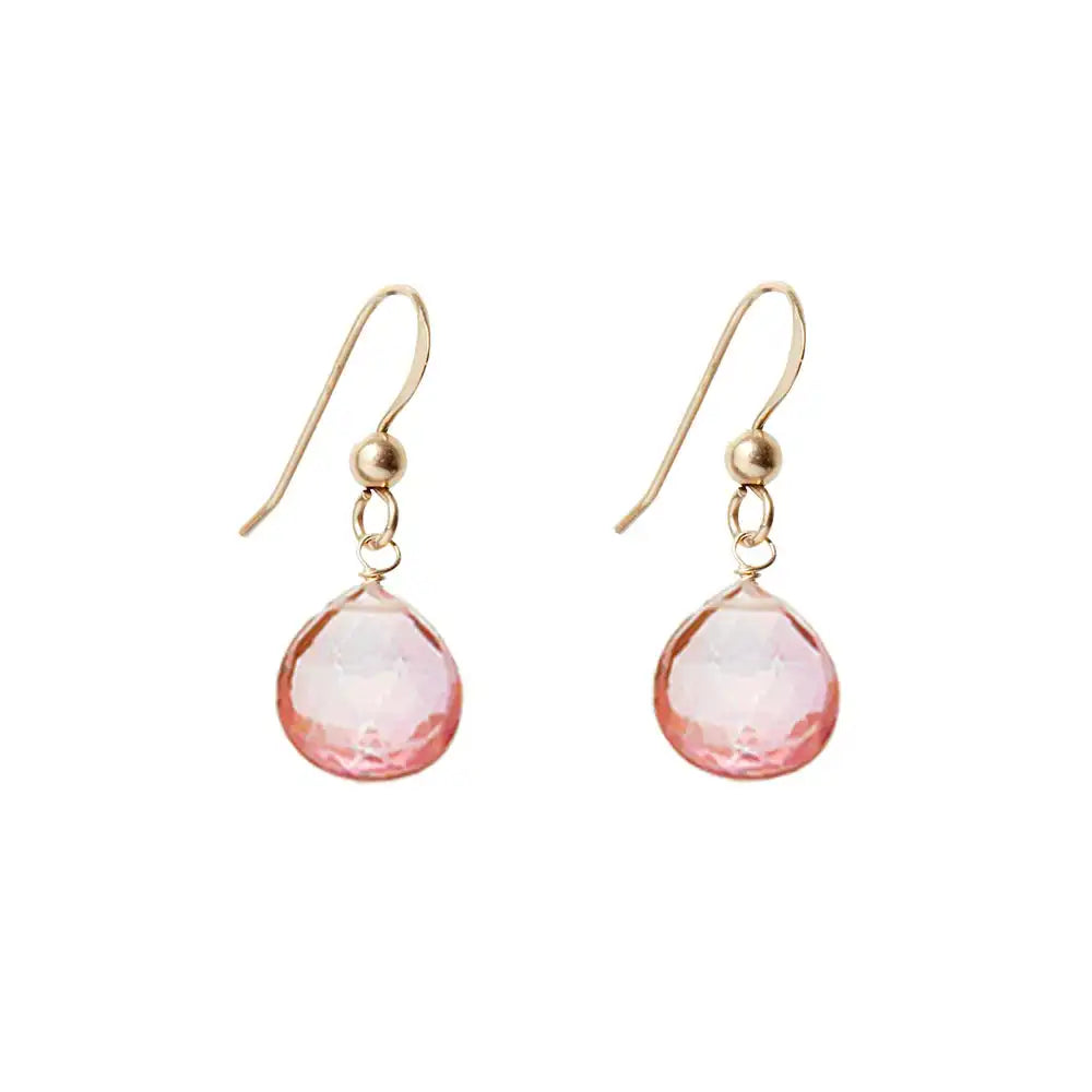 Heirloom-inspired pink topaz earrings in 14K yellow gold