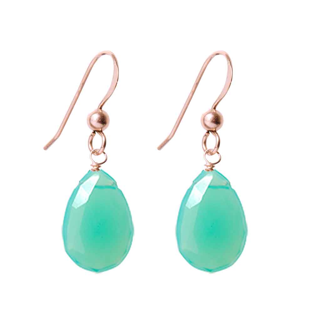 Rose Gold-fill Chrysoprase earrings, Rose Gold-fill Chrysoprase gemstone earrings, Rose Gold-fill Chrysoprase birthstone earrings
