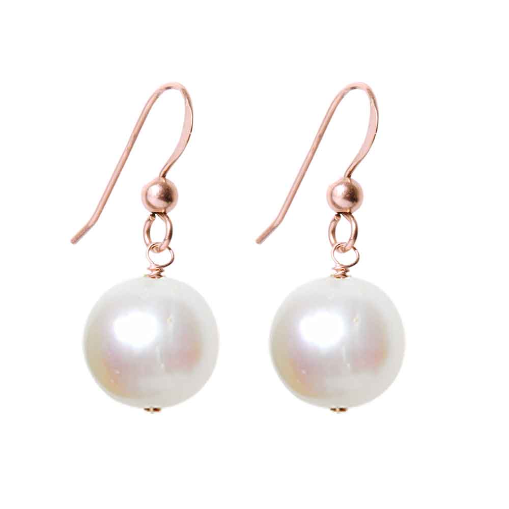 Rose Gold-fill Pearl earrings, Rose Gold-fill Pearl gemstone earrings, Rose Gold-fill Pearl birthstone earrings