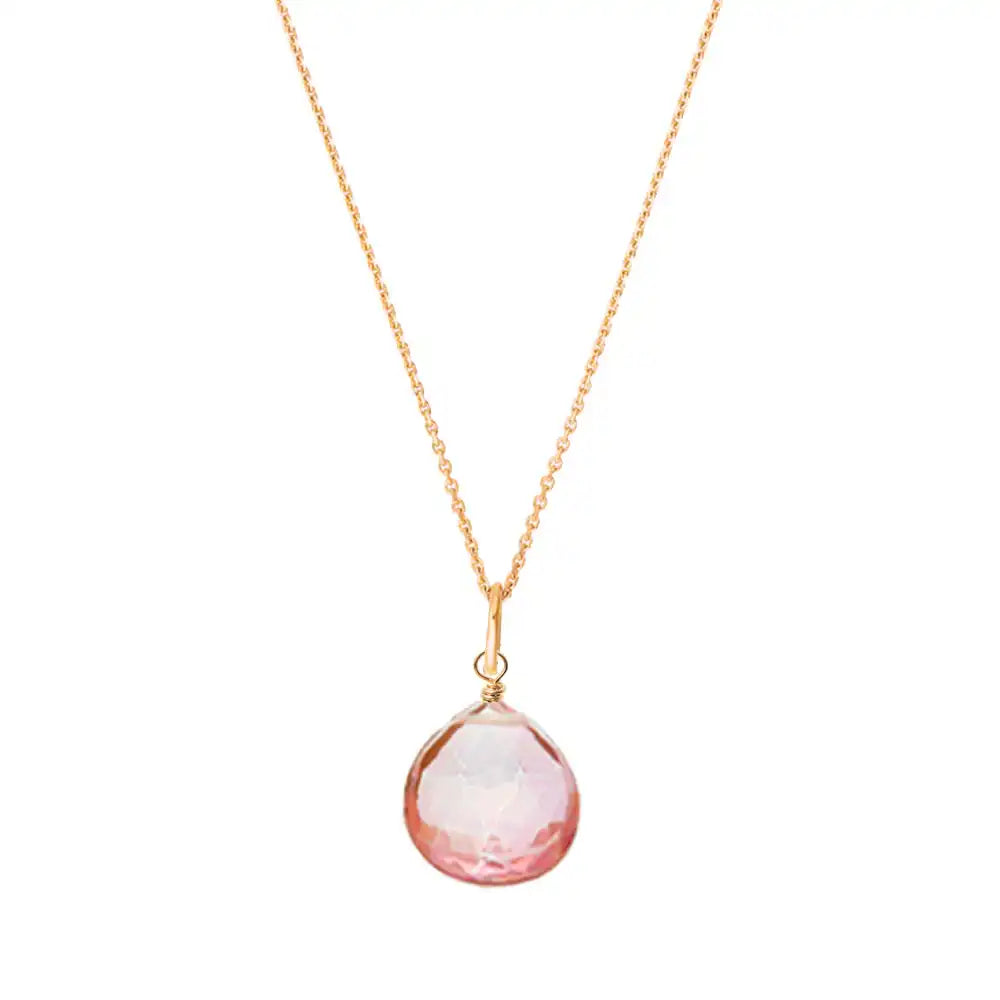 Pink Topaz drop necklace in gold-fill, in gold-fill