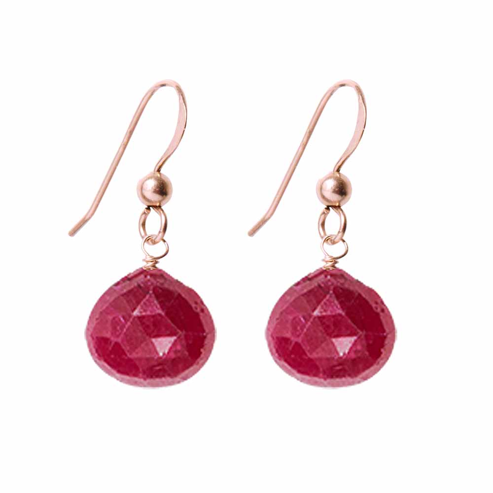 Rose Gold-fill Ruby earrings, Rose Gold-fill Ruby gemstone earrings, Rose Gold-fill Ruby birthstone earrings