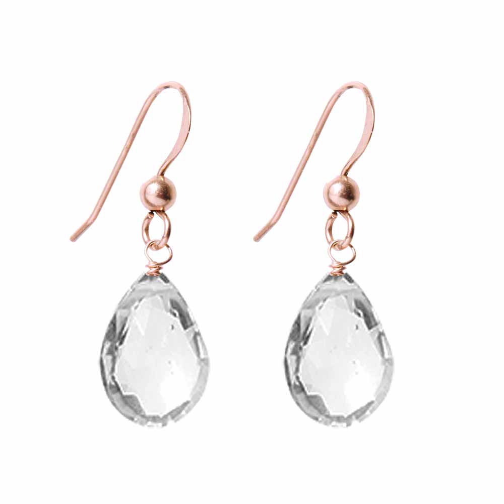 Rose Gold-fill White Topaz earrings, Rose Gold-fill White Topaz gemstone earrings, Rose Gold-fill White Topaz birthstone earrings