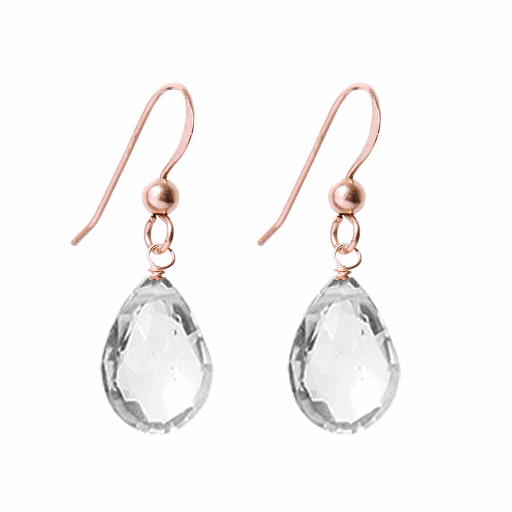 Rose Gold-fill White Topaz earrings, Rose Gold-fill White Topaz gemstone earrings, Rose Gold-fill White Topaz birthstone earrings