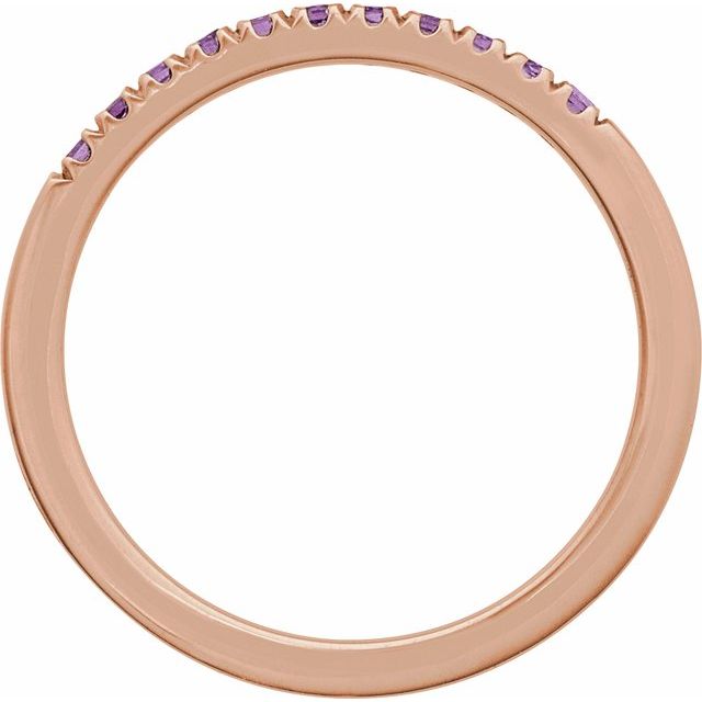 French-set amethyst gemstone band in rose gold