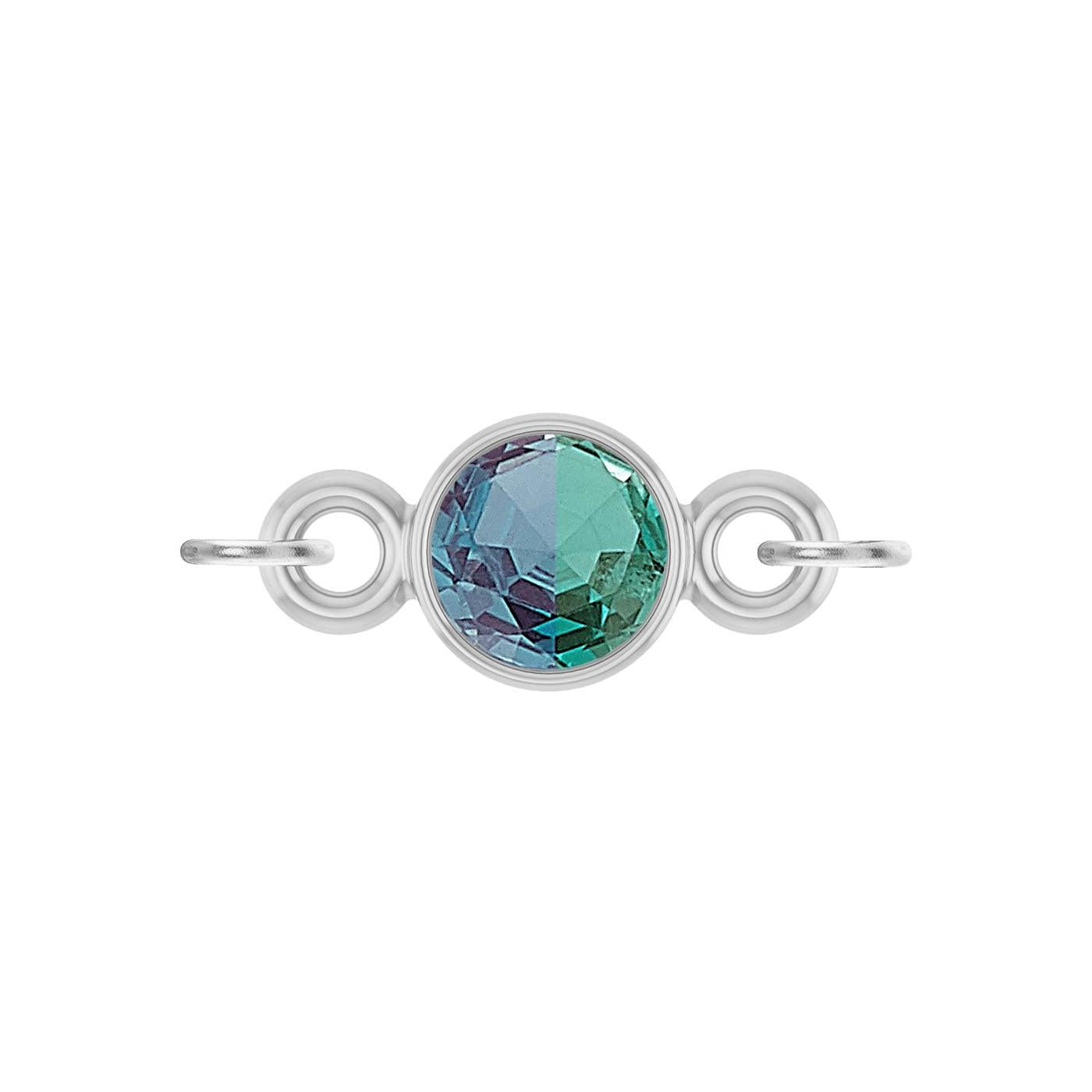 round-cut Alexandrite birthstone link charm in 14K white gold
