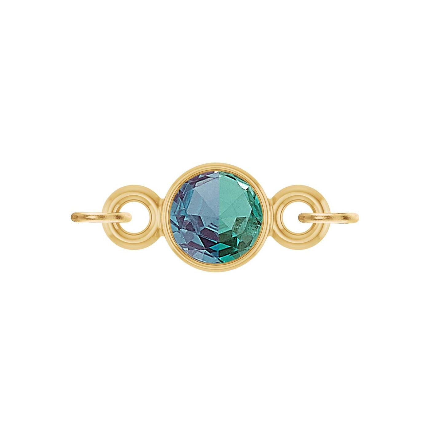 round-cut Alexandrite birthstone link charm in 14K yellow gold