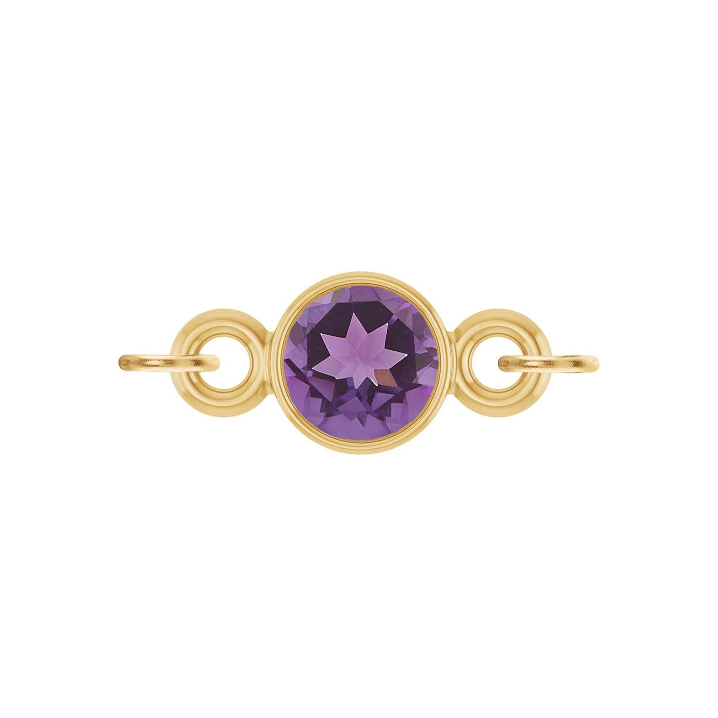 round-cut Amethyst birthstone link charm in 14K yellow gold