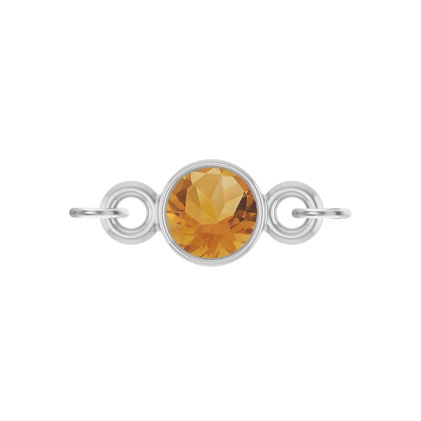 round-cut Citrine birthstone link charm in 14K white gold