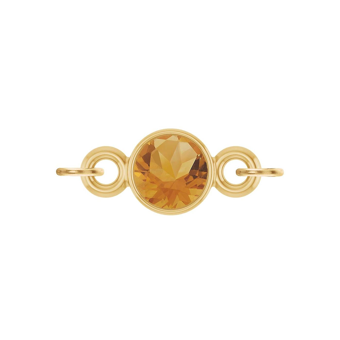 round-cut Citrine birthstone link charm in 14K yellow gold