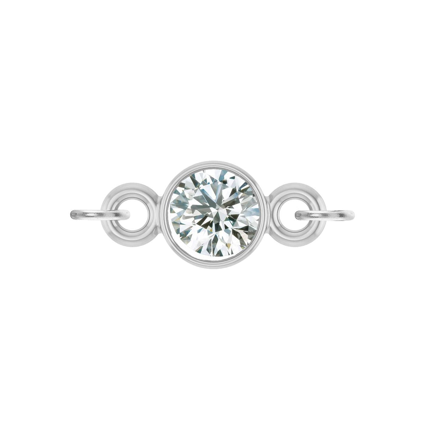 round-cut Diamond birthstone link charm in 14K white gold