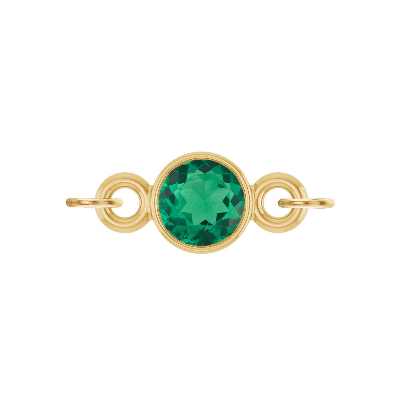 round-cut Emerald birthstone link charm in 14K yellow gold