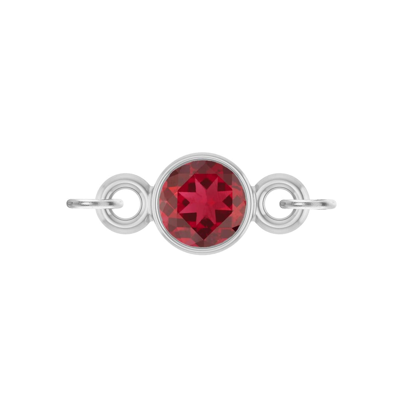 round-cut Garnet birthstone link charm in 14K white gold