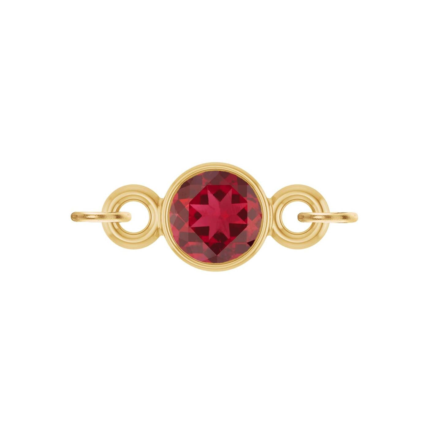 round-cut Garnet birthstone link charm in 14K yellow gold