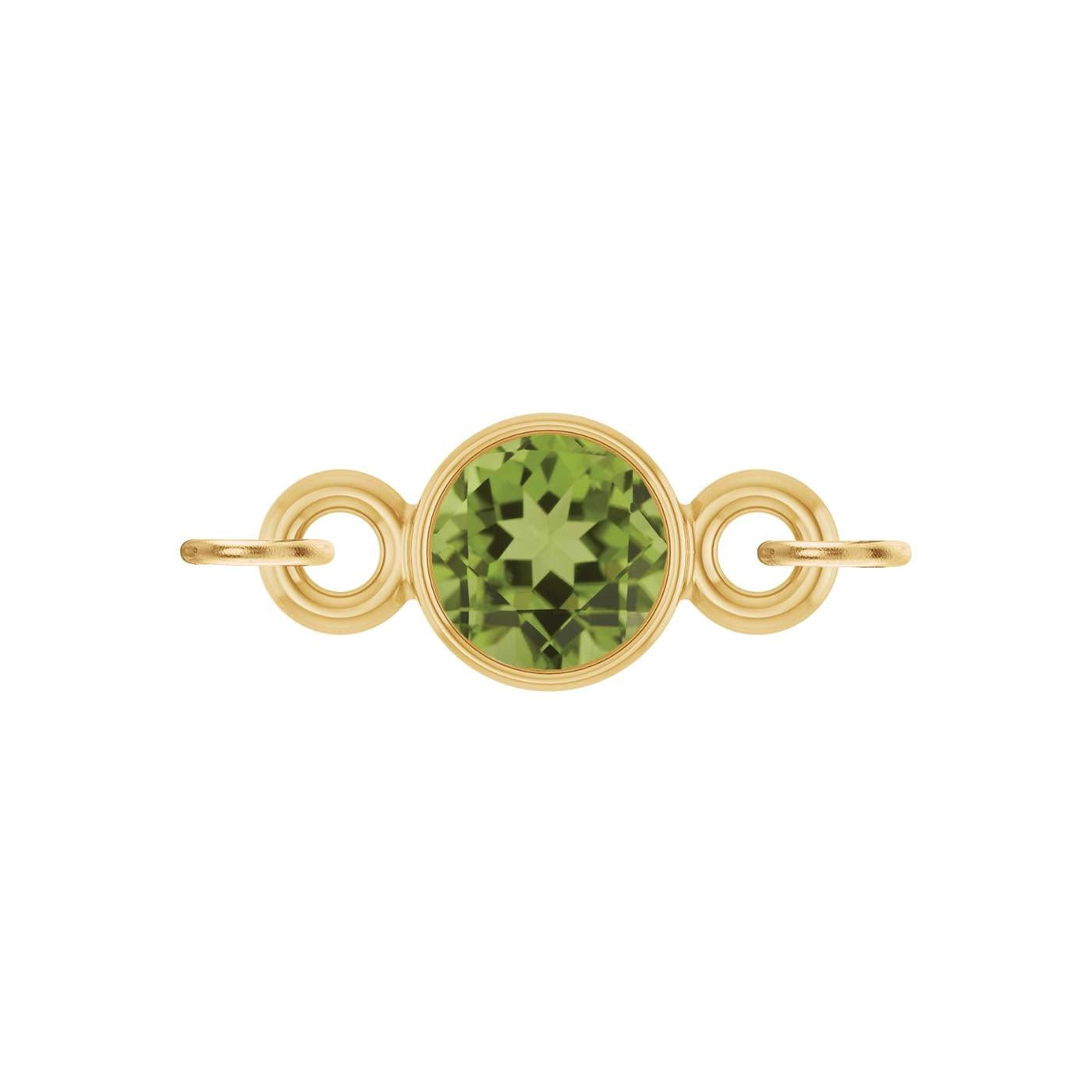 round-cut Peridot birthstone link charm in 14K yellow gold