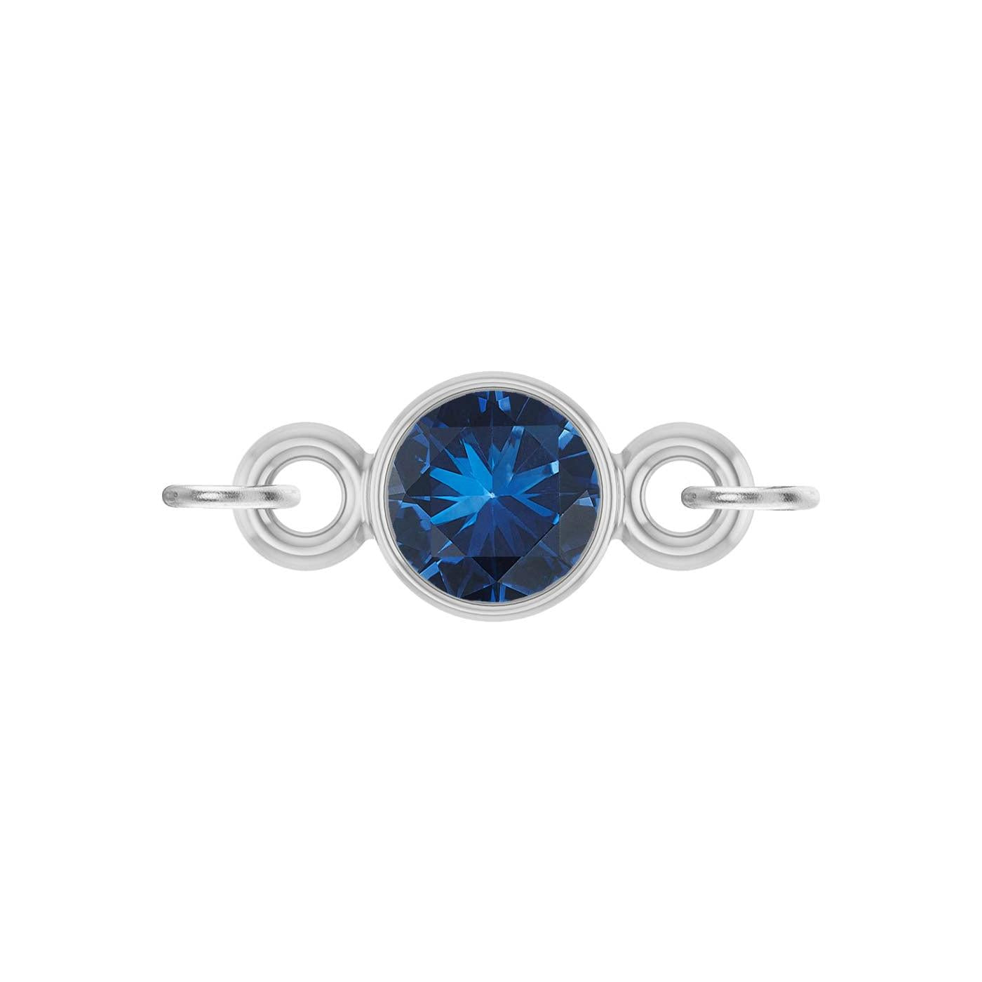 round-cut Sapphire birthstone link charm in 14K white gold