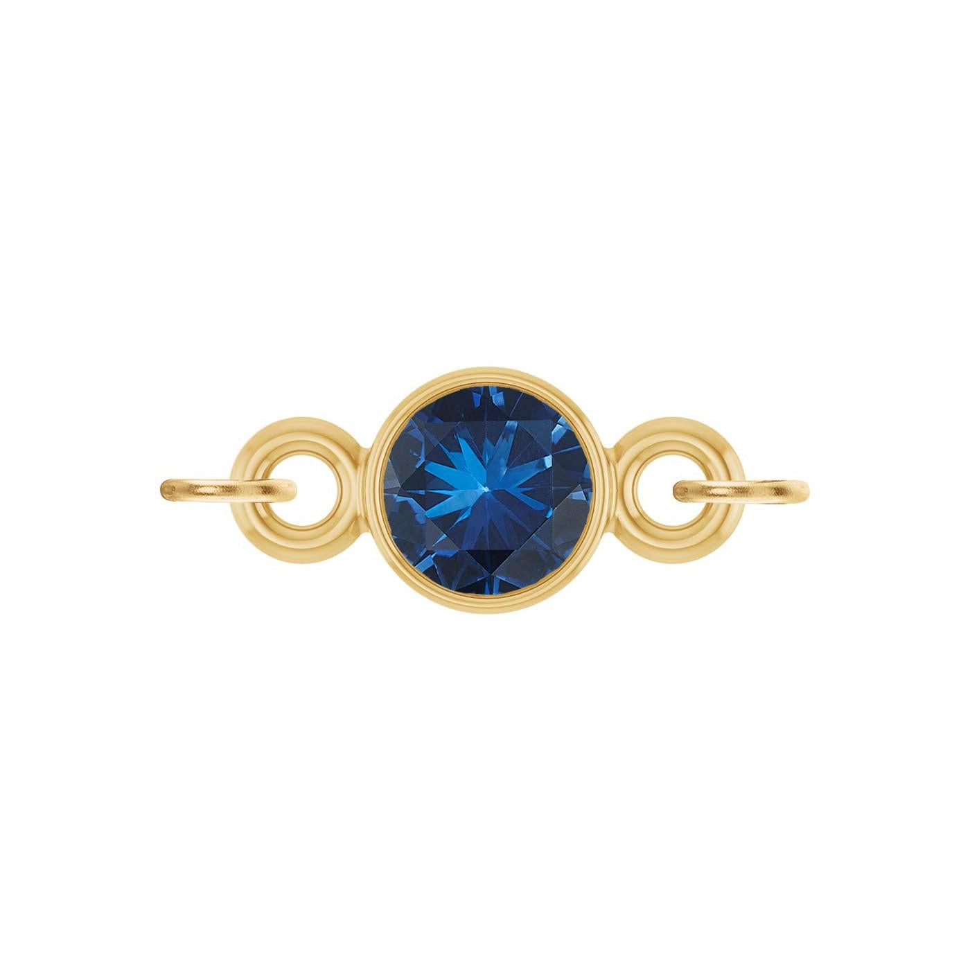 round-cut Sapphire birthstone link charm in 14K yellow gold
