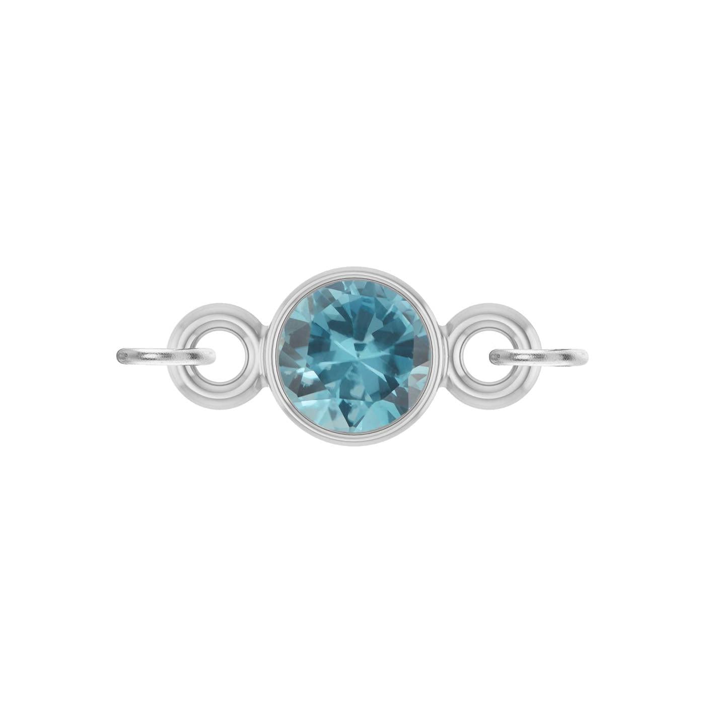 round-cut Swiss Topaz birthstone link charm in 14K white gold
